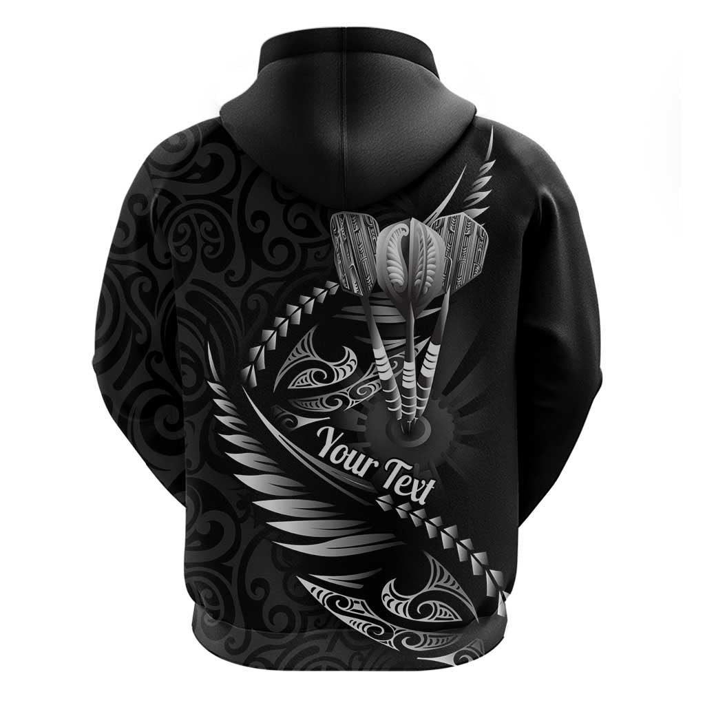 Personalised All Black New Zealand Darts Zip Hoodie Aoteroa Fern Maori Galaxy Style