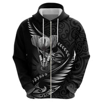Personalised All Black New Zealand Darts Zip Hoodie Aoteroa Fern Maori Galaxy Style
