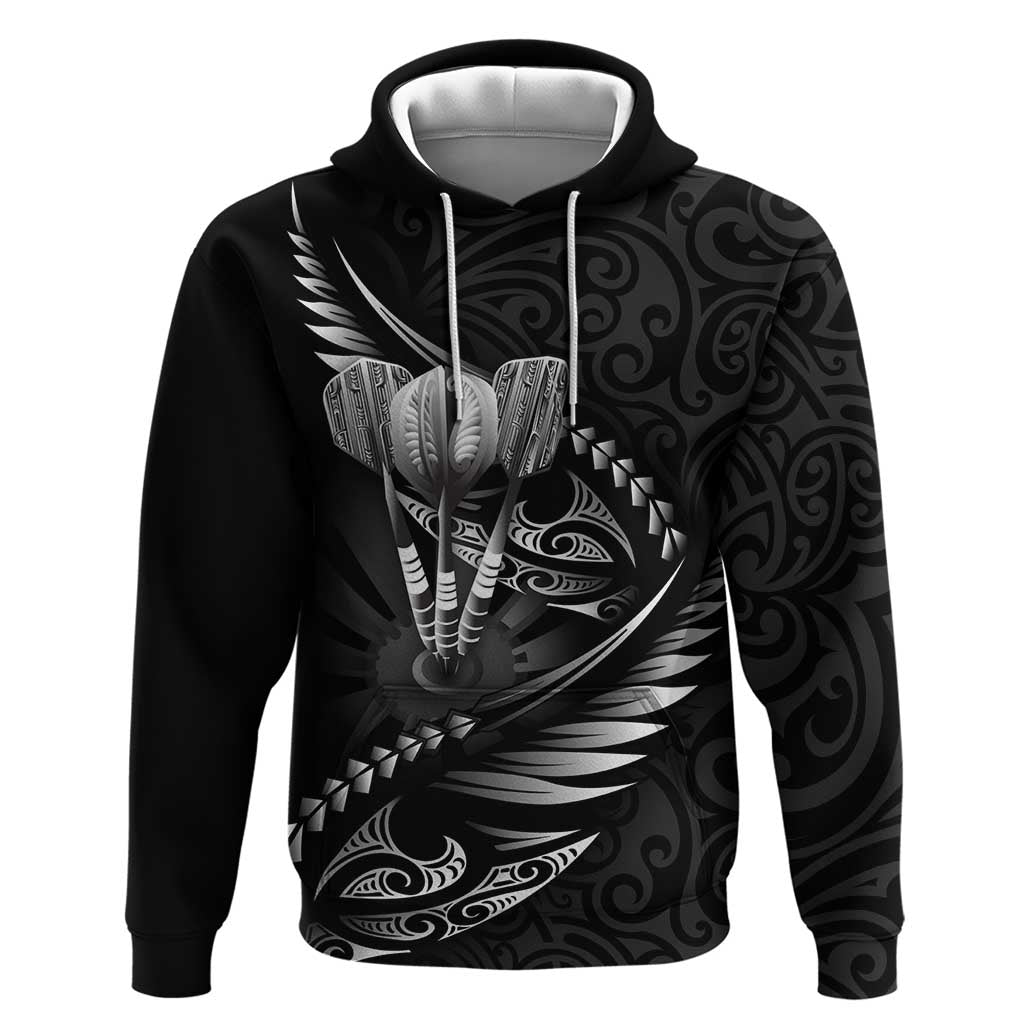 Personalised All Black New Zealand Darts Zip Hoodie Aoteroa Fern Maori Galaxy Style