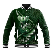 Personalised All Green New Zealand Darts Baseball Jacket Aoteroa Fern Maori Galaxy Style