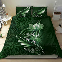 Personalised All Green New Zealand Darts Bedding Set Aoteroa Fern Maori Galaxy Style