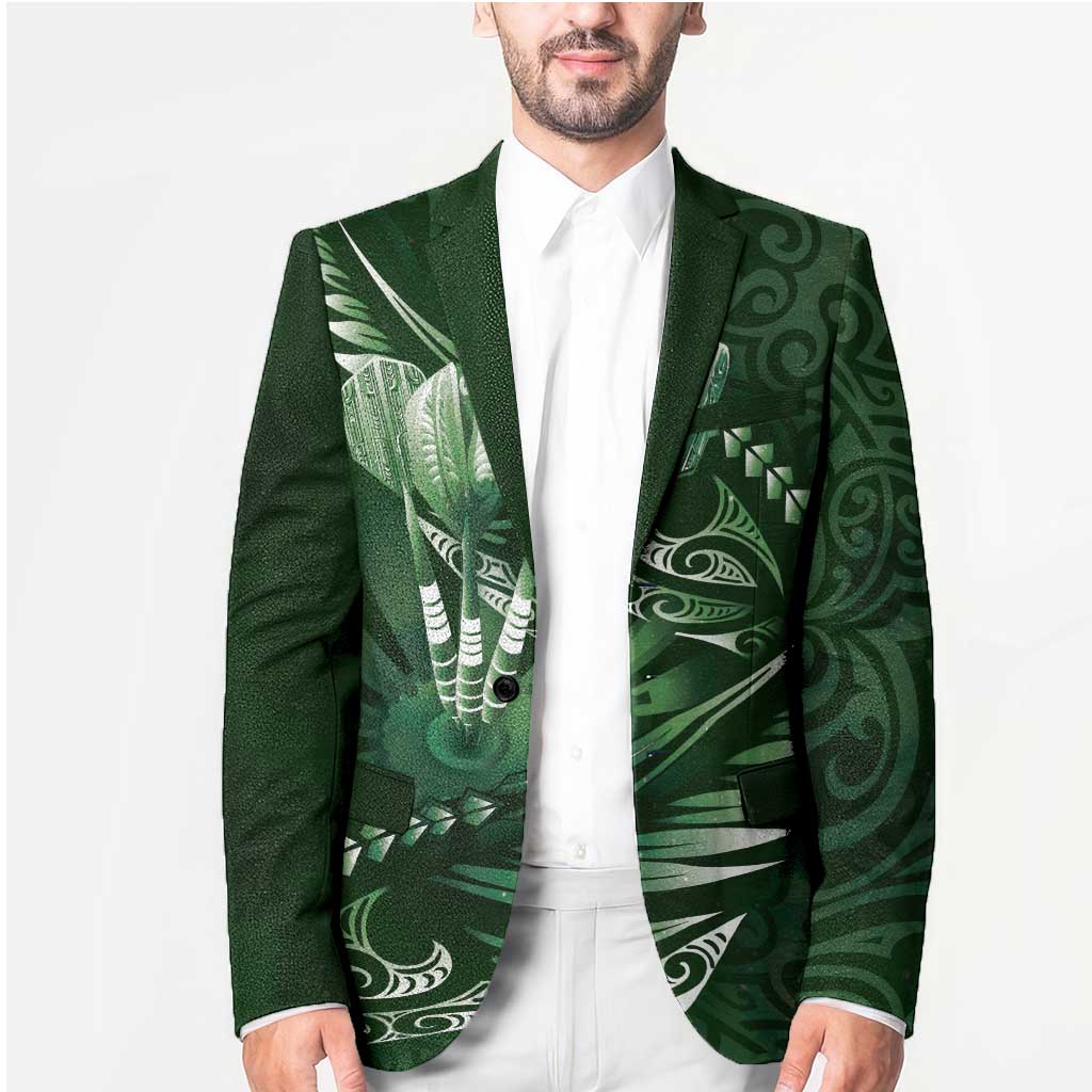 Personalised All Green New Zealand Darts Blazer Aoteroa Fern Maori Galaxy Style - Polynesian Pride
