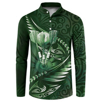 Personalised All Green New Zealand Darts Button Sweatshirt Aoteroa Fern Maori Galaxy Style