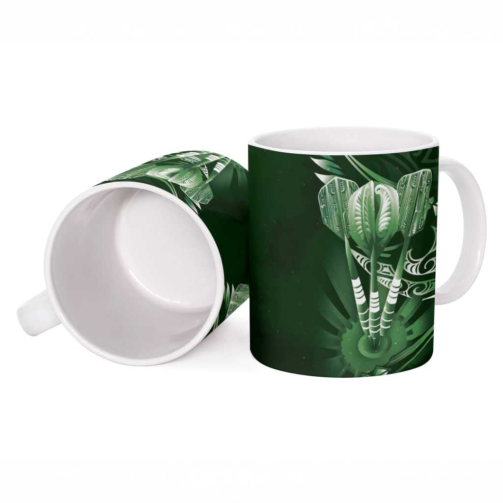 All Green New Zealand Darts Ceramic Mug Aoteroa Fern Maori Galaxy Style - Polynesian Pride