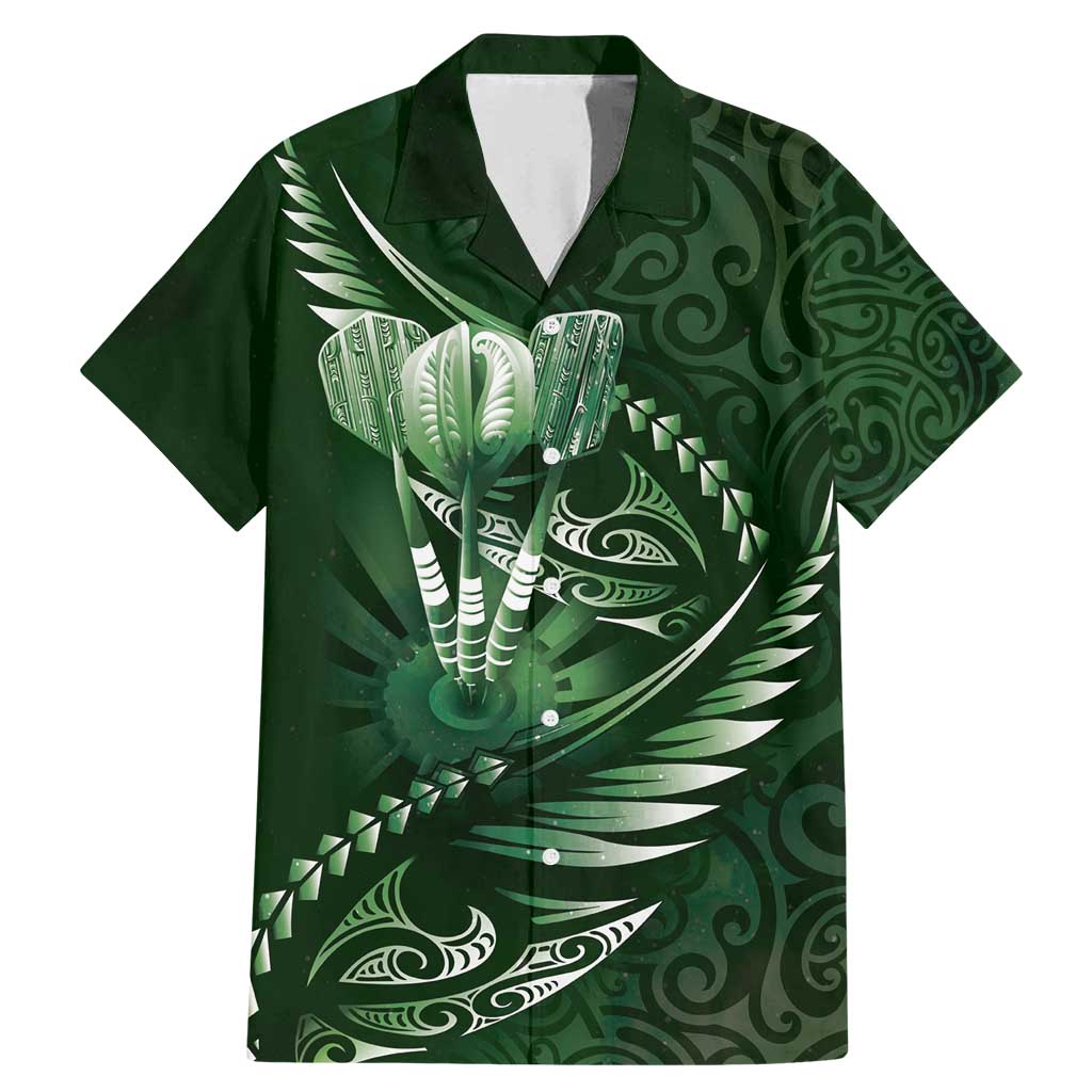 Personalised All Green New Zealand Darts Family Matching Mermaid Dress and Hawaiian Shirt Aoteroa Fern Maori Galaxy Style