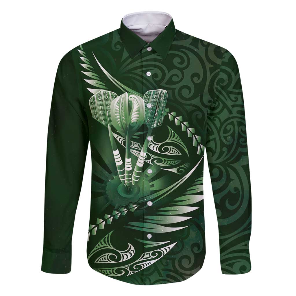 Personalised All Green New Zealand Darts Family Matching Off Shoulder Maxi Dress and Hawaiian Shirt Aoteroa Fern Maori Galaxy Style