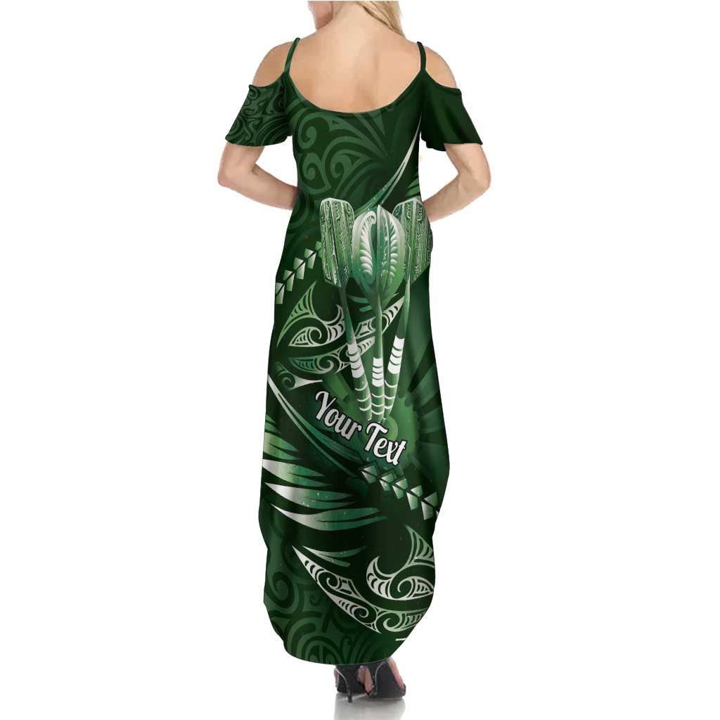 Personalised All Green New Zealand Darts Family Matching Summer Maxi Dress and Hawaiian Shirt Aoteroa Fern Maori Galaxy Style