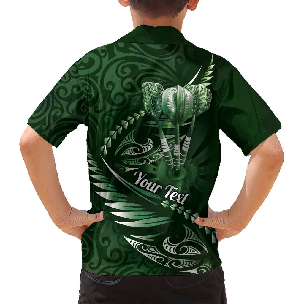 Personalised All Green New Zealand Darts Family Matching Tank Maxi Dress and Hawaiian Shirt Aoteroa Fern Maori Galaxy Style