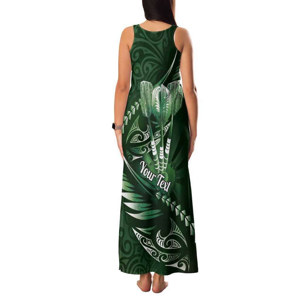 Personalised All Green New Zealand Darts Family Matching Tank Maxi Dress and Hawaiian Shirt Aoteroa Fern Maori Galaxy Style