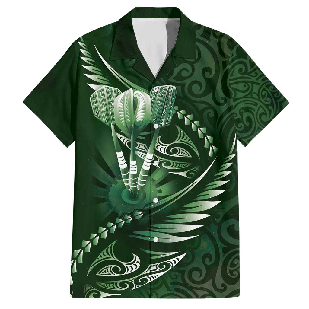 Personalised All Green New Zealand Darts Hawaiian Shirt Aoteroa Fern Maori Galaxy Style
