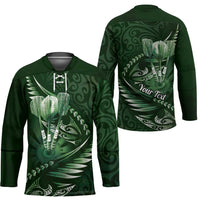 Personalised All Green New Zealand Darts Hockey Jersey Aoteroa Fern Maori Galaxy Style - Polynesian Pride