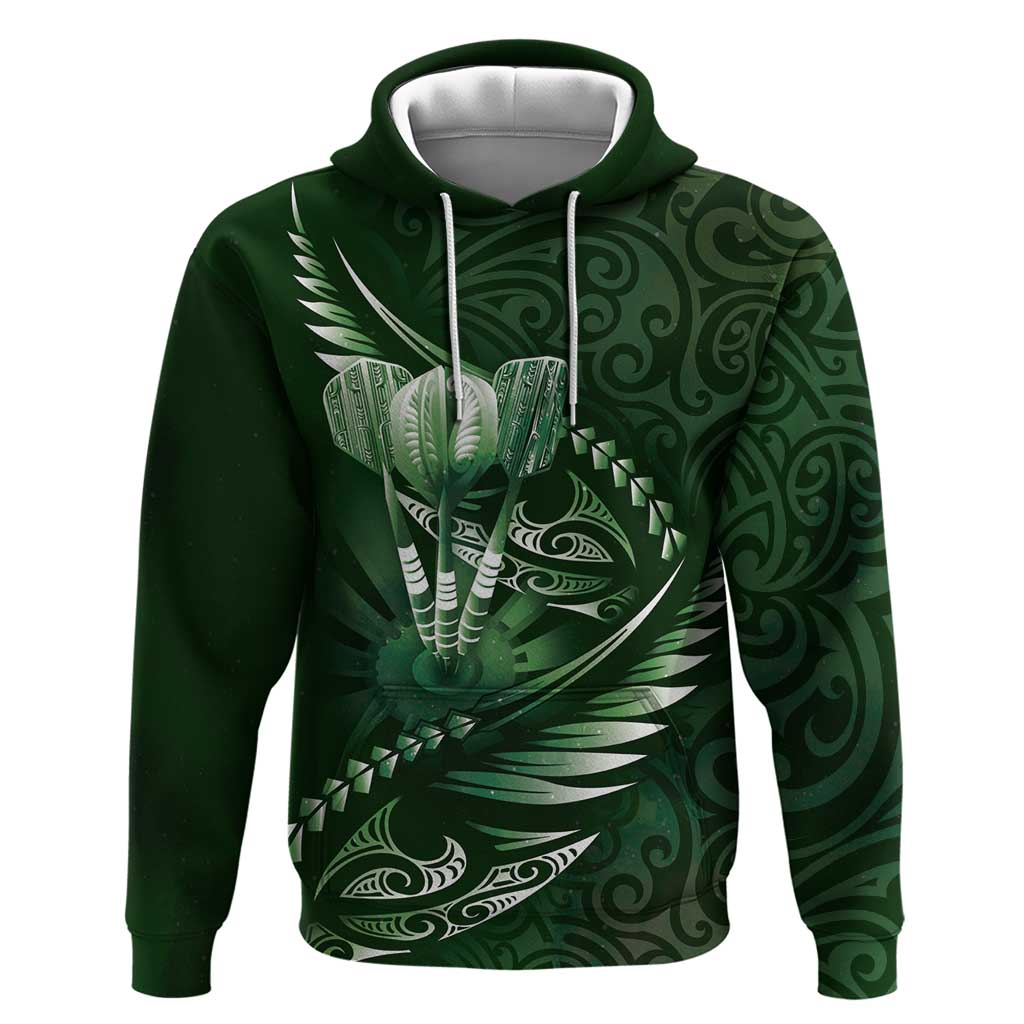 Personalised All Green New Zealand Darts Hoodie Aoteroa Fern Maori Galaxy Style
