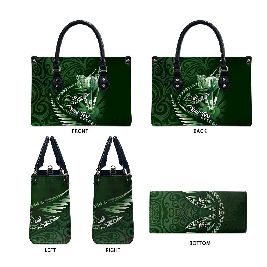 Personalised All Green New Zealand Darts Leather Bag Aoteroa Fern Maori Galaxy Style - Polynesian Pride