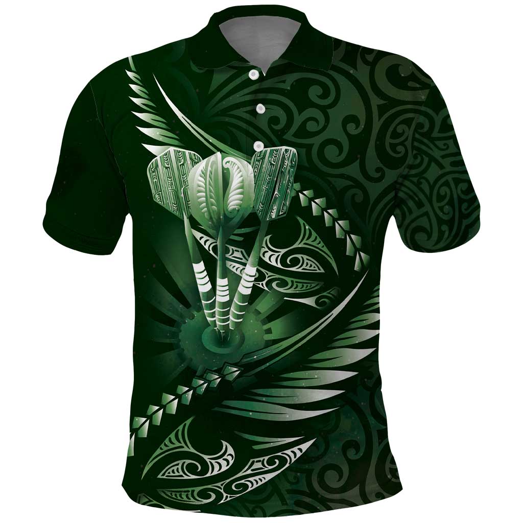 Personalised All Green New Zealand Darts Polo Shirt Aoteroa Fern Maori Galaxy Style