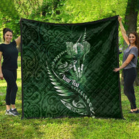 Personalised All Green New Zealand Darts Quilt Aoteroa Fern Maori Galaxy Style