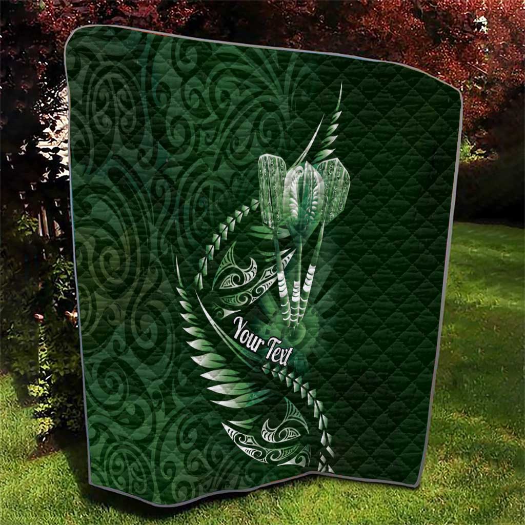 Personalised All Green New Zealand Darts Quilt Aoteroa Fern Maori Galaxy Style