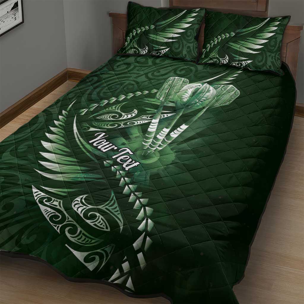 Personalised All Green New Zealand Darts Quilt Bed Set Aoteroa Fern Maori Galaxy Style