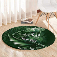 Personalised All Green New Zealand Darts Round Carpet Aoteroa Fern Maori Galaxy Style
