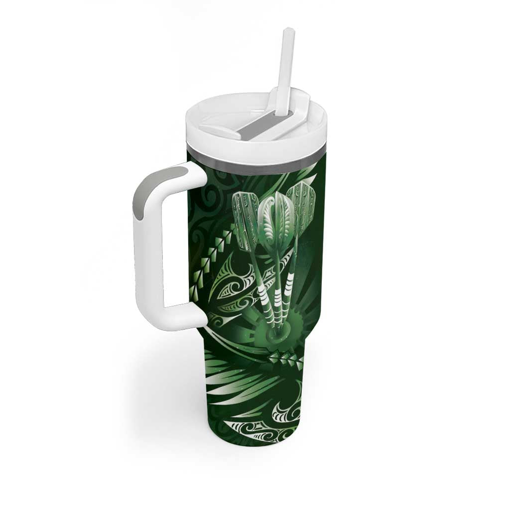 All Green New Zealand Darts Tumbler With Handle Aoteroa Fern Maori Galaxy Style