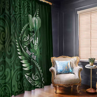 Personalised All Green New Zealand Darts Window Curtain Aoteroa Fern Maori Galaxy Style