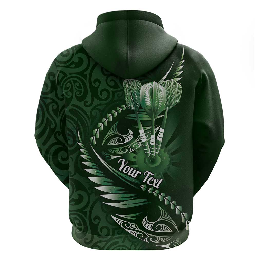 Personalised All Green New Zealand Darts Zip Hoodie Aoteroa Fern Maori Galaxy Style