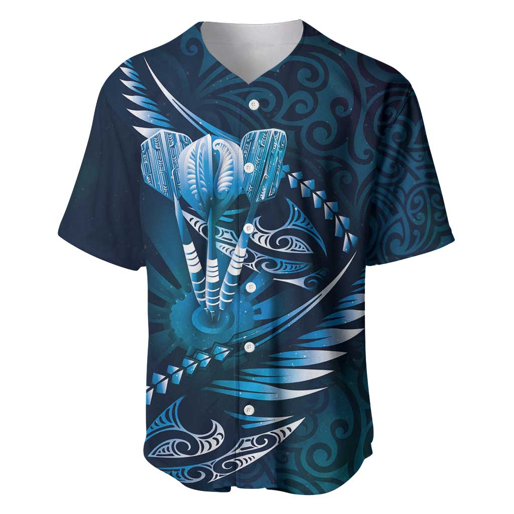 Personalised All Blue New Zealand Darts Baseball Jersey Aoteroa Fern Maori Galaxy Style