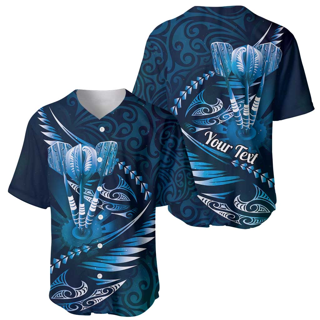 Personalised All Blue New Zealand Darts Baseball Jersey Aoteroa Fern Maori Galaxy Style