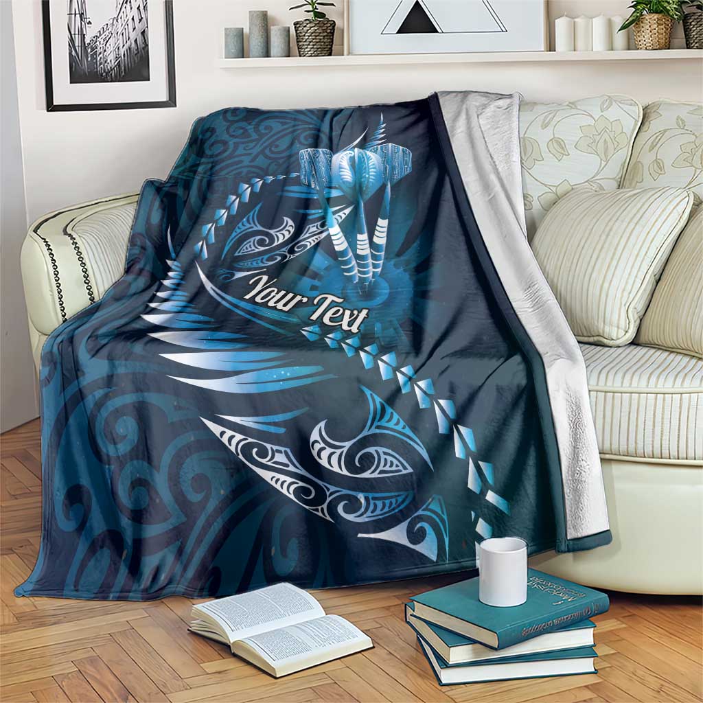 Personalised All Blue New Zealand Darts Blanket Aoteroa Fern Maori Galaxy Style
