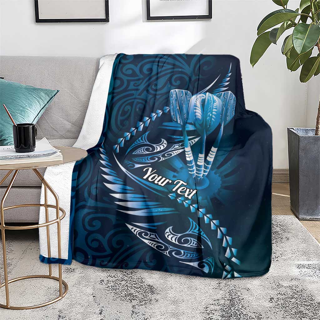 Personalised All Blue New Zealand Darts Blanket Aoteroa Fern Maori Galaxy Style