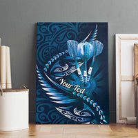 Personalised All Blue New Zealand Darts Canvas Wall Art Aoteroa Fern Maori Galaxy Style