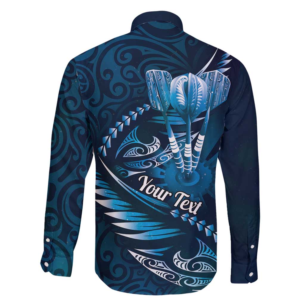 Personalised All Blue New Zealand Darts Family Matching Mermaid Dress and Hawaiian Shirt Aoteroa Fern Maori Galaxy Style