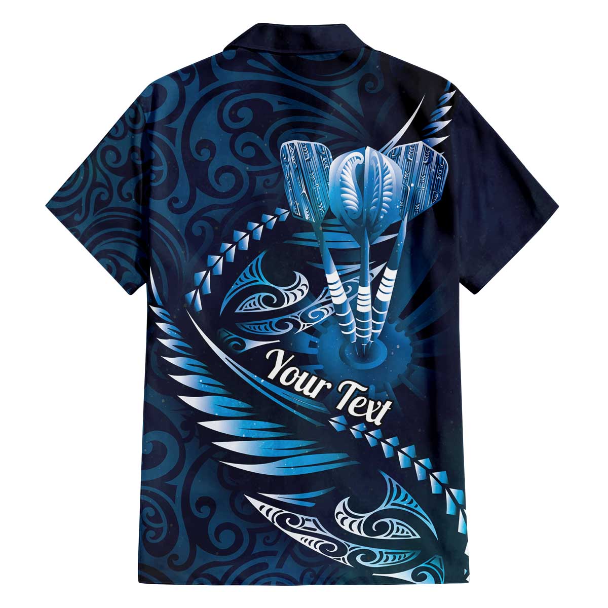Personalised All Blue New Zealand Darts Family Matching Off The Shoulder Long Sleeve Dress and Hawaiian Shirt Aoteroa Fern Maori Galaxy Style