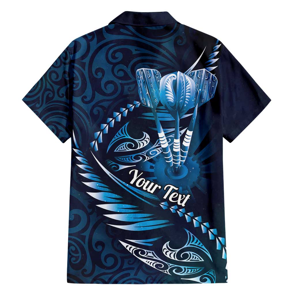 Personalised All Blue New Zealand Darts Family Matching Summer Maxi Dress and Hawaiian Shirt Aoteroa Fern Maori Galaxy Style