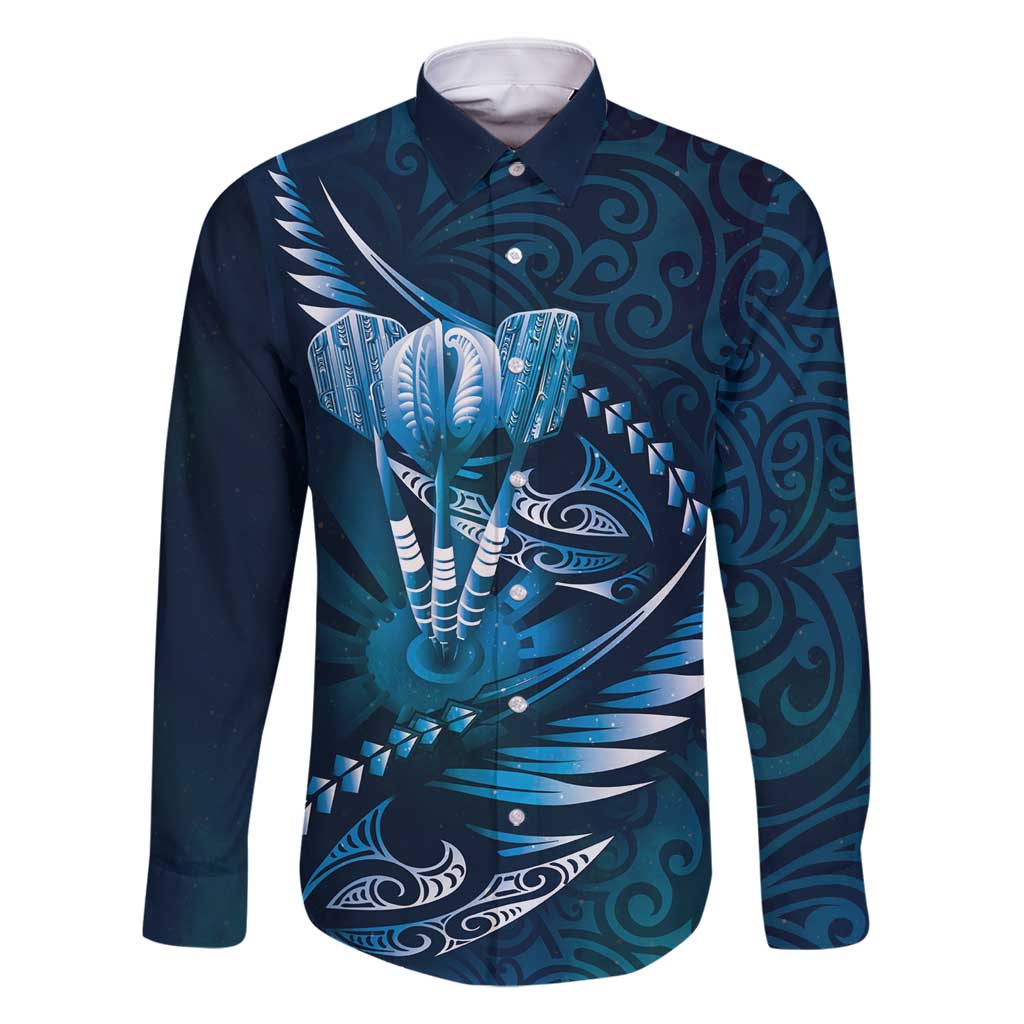 Personalised All Blue New Zealand Darts Family Matching Summer Maxi Dress and Hawaiian Shirt Aoteroa Fern Maori Galaxy Style