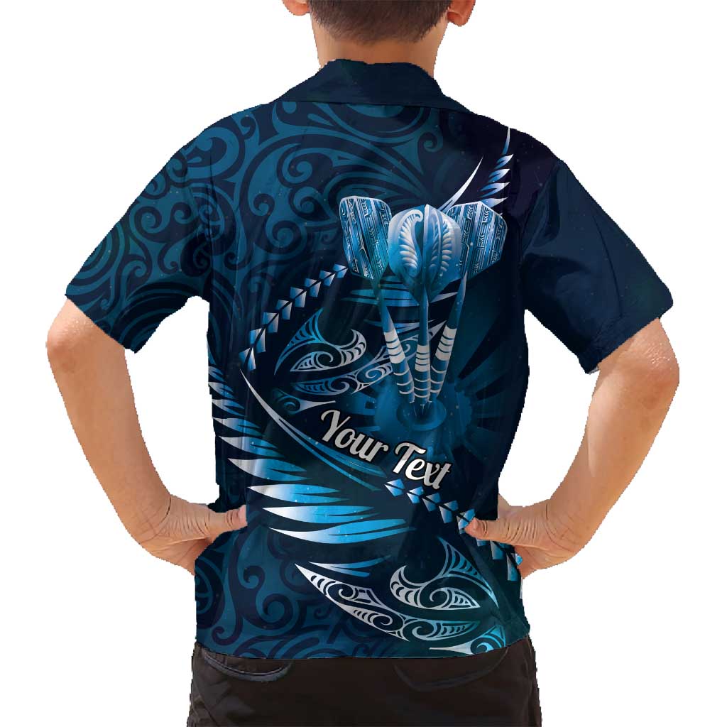 Personalised All Blue New Zealand Darts Family Matching Tank Maxi Dress and Hawaiian Shirt Aoteroa Fern Maori Galaxy Style