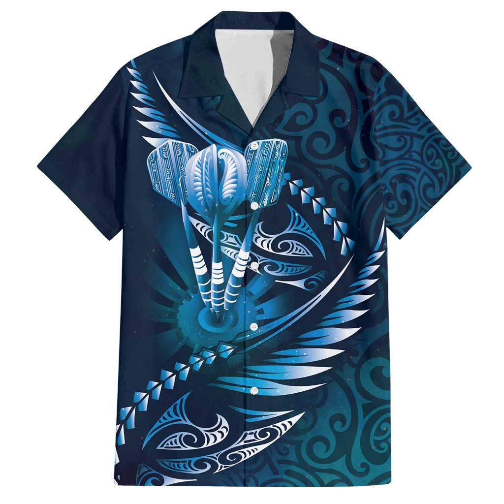 Personalised All Blue New Zealand Darts Family Matching Tank Maxi Dress and Hawaiian Shirt Aoteroa Fern Maori Galaxy Style