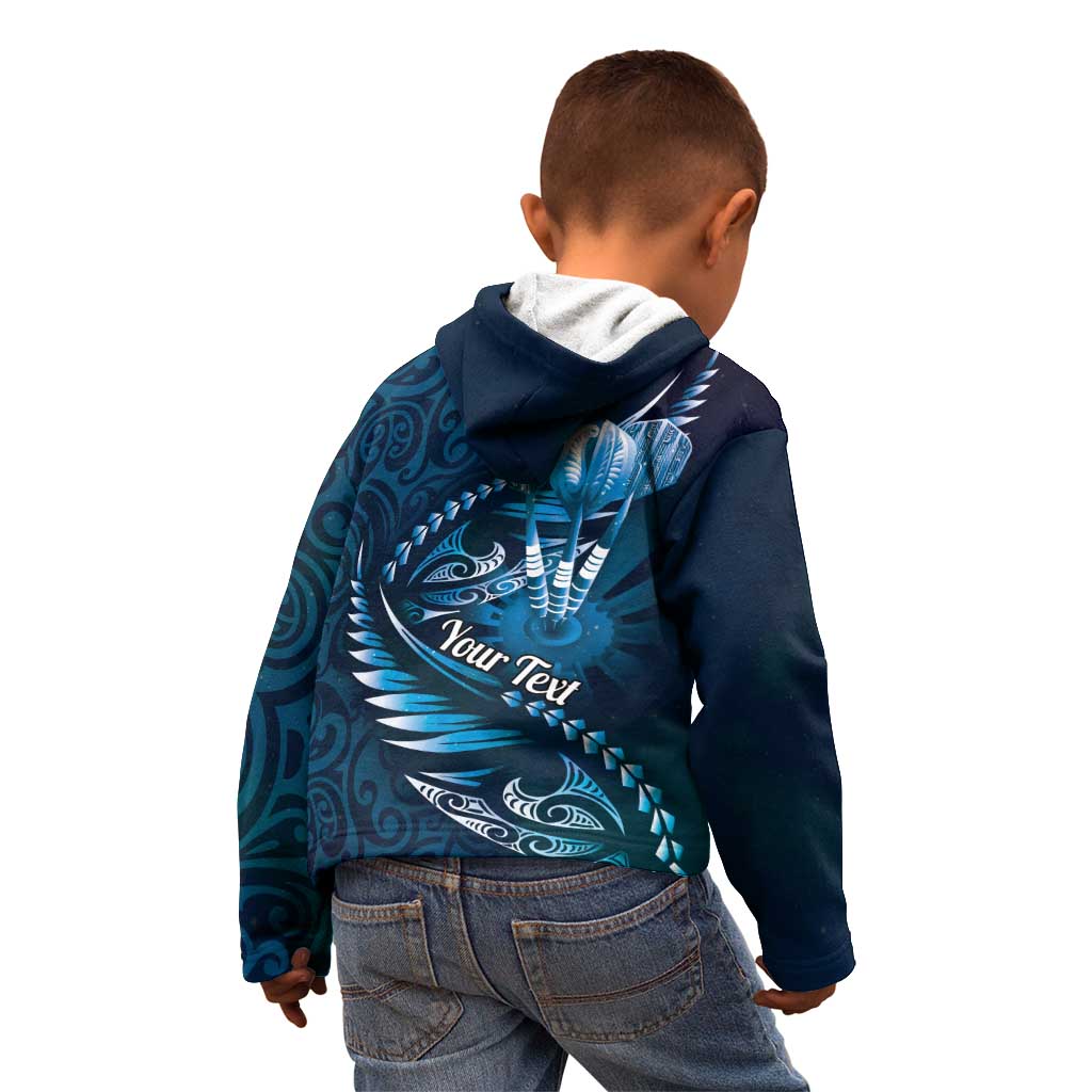 Personalised All Blue New Zealand Darts Kid Hoodie Aoteroa Fern Maori Galaxy Style