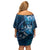 Personalised All Blue New Zealand Darts Off Shoulder Short Dress Aoteroa Fern Maori Galaxy Style