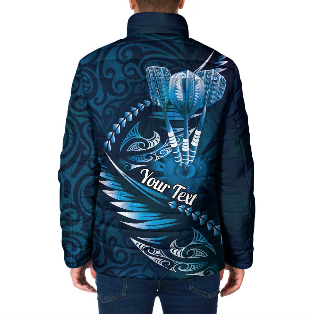 Personalised All Blue New Zealand Darts Padded Jacket Aoteroa Fern Maori Galaxy Style - Polynesian Pride