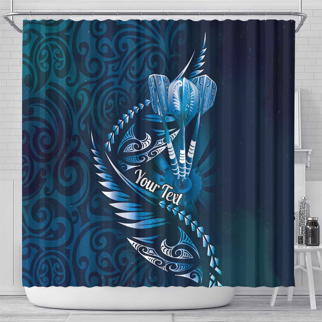 Personalised All Blue New Zealand Darts Shower Curtain Aoteroa Fern Maori Galaxy Style