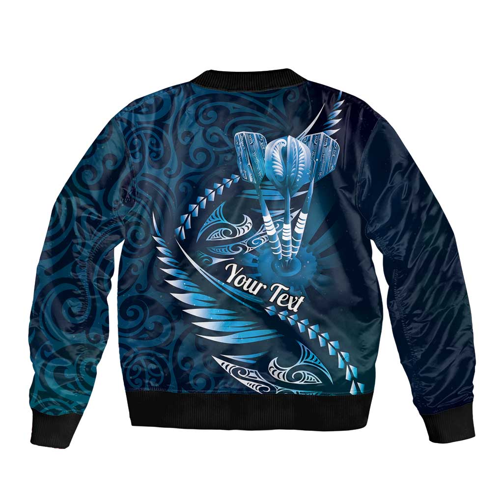 Personalised All Blue New Zealand Darts Sleeve Zip Bomber Jacket Aoteroa Fern Maori Galaxy Style
