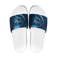 Personalised All Blue New Zealand Darts Slide Sandals Aoteroa Fern Maori Galaxy Style - Polynesian Pride
