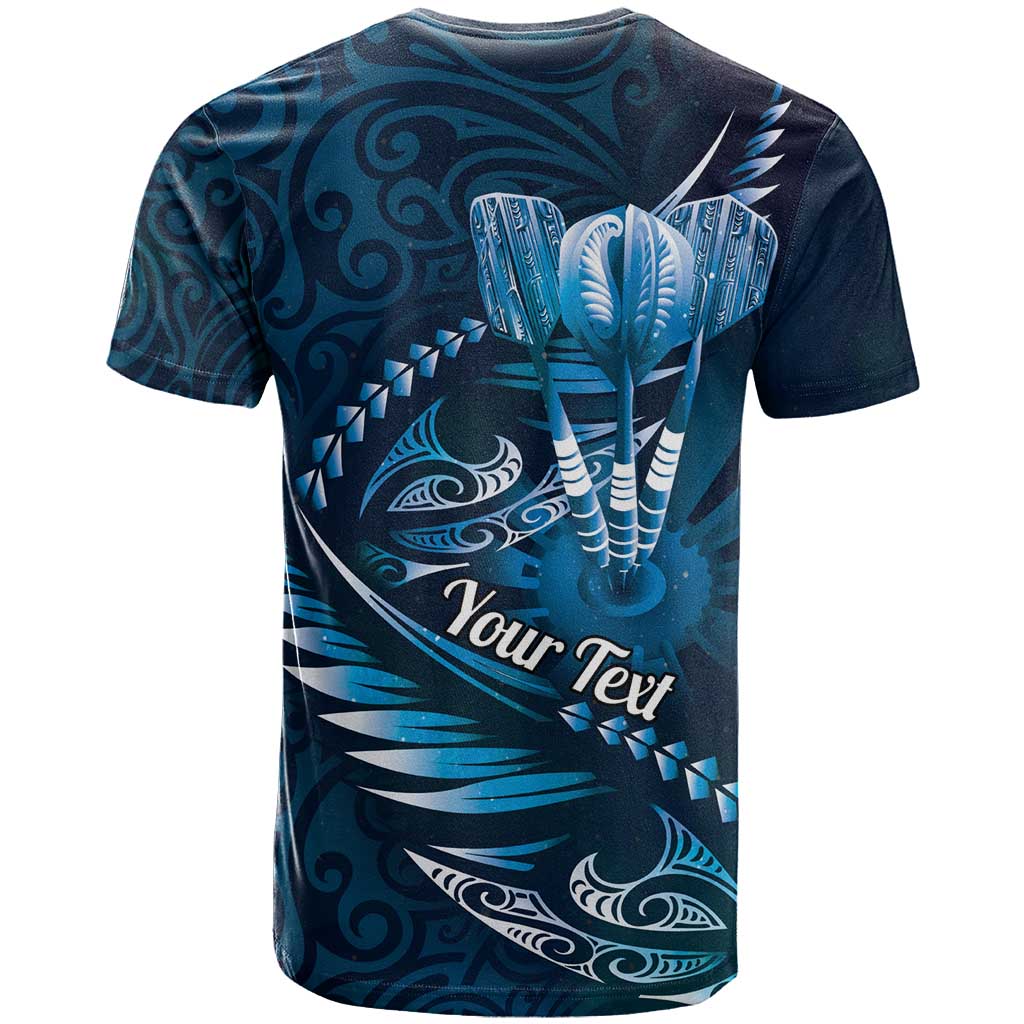 Personalised All Blue New Zealand Darts T Shirt Aoteroa Fern Maori Galaxy Style