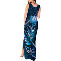 Personalised All Blue New Zealand Darts Tank Maxi Dress Aoteroa Fern Maori Galaxy Style