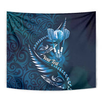 Personalised All Blue New Zealand Darts Tapestry Aoteroa Fern Maori Galaxy Style