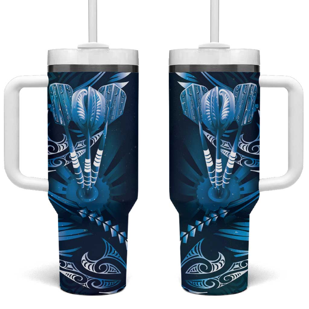 All Blue New Zealand Darts Tumbler With Handle Aoteroa Fern Maori Galaxy Style
