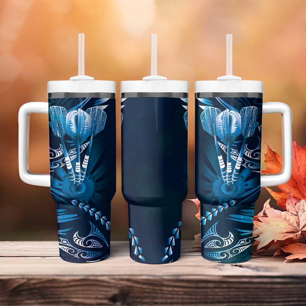 All Blue New Zealand Darts Tumbler With Handle Aoteroa Fern Maori Galaxy Style