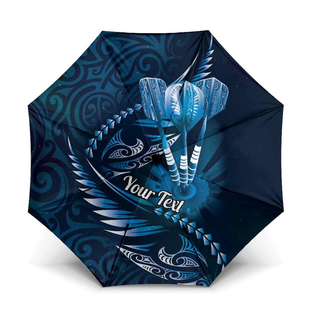 Personalised All Blue New Zealand Darts Umbrella Aoteroa Fern Maori Galaxy Style - Polynesian Pride