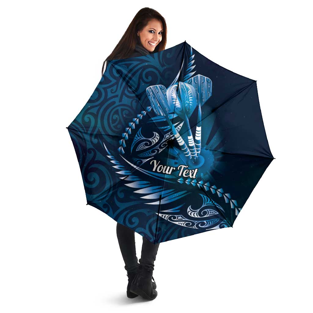 Personalised All Blue New Zealand Darts Umbrella Aoteroa Fern Maori Galaxy Style - Polynesian Pride