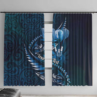 Personalised All Blue New Zealand Darts Window Curtain Aoteroa Fern Maori Galaxy Style